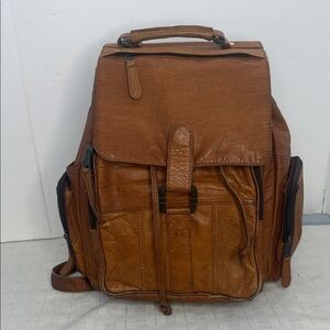 Vintage Tan Leather Backpack